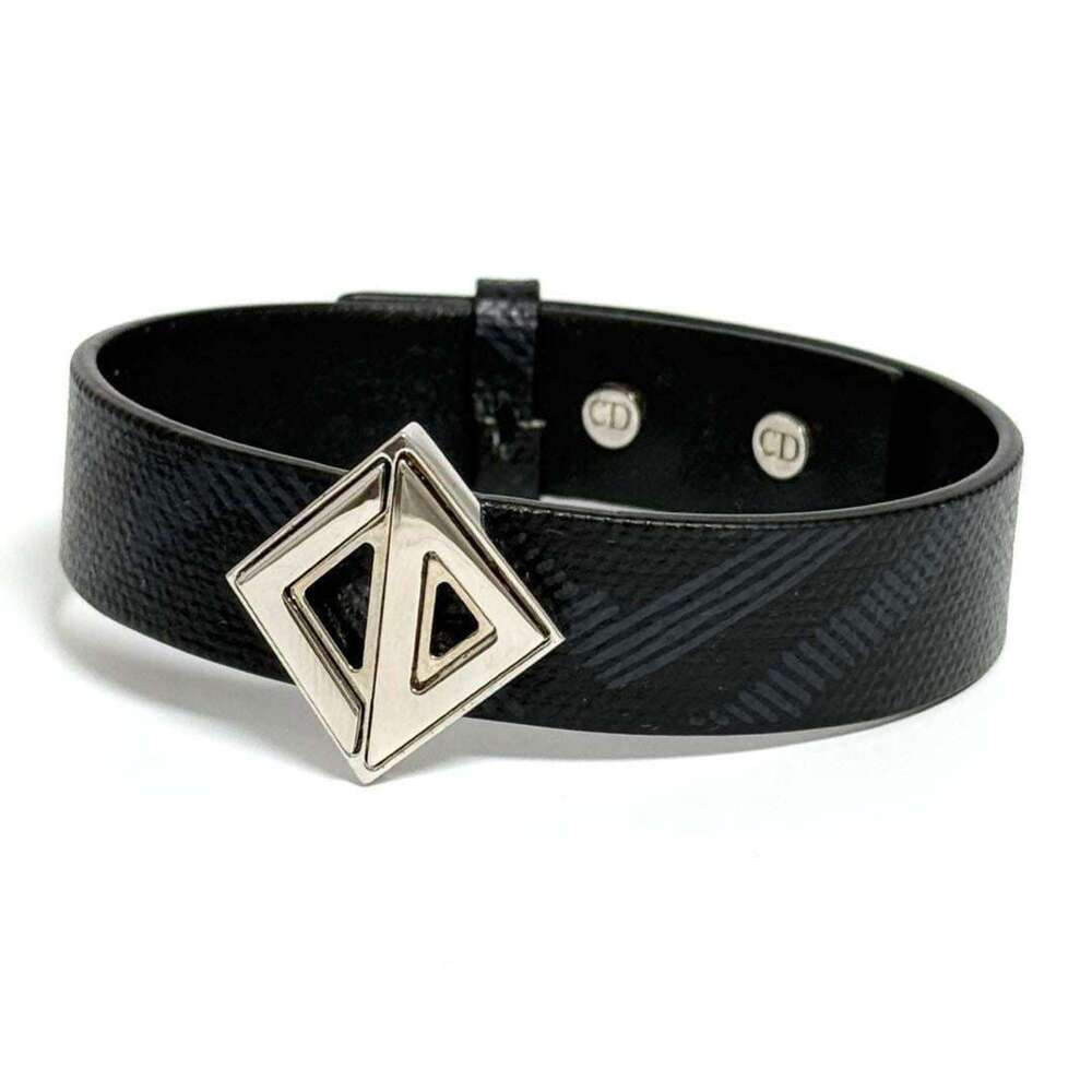 DIOR Black Diamond Leather Charm Bracelet
